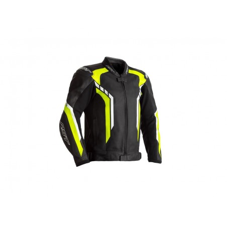 BLOUSON RST AXIS CUIR NOIR/JAUNE FLUO