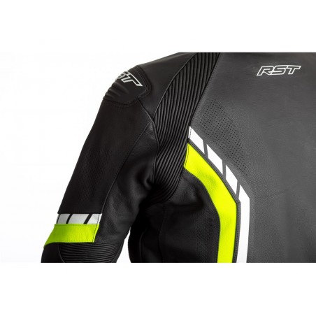 BLOUSON RST AXIS CUIR NOIR/JAUNE FLUO