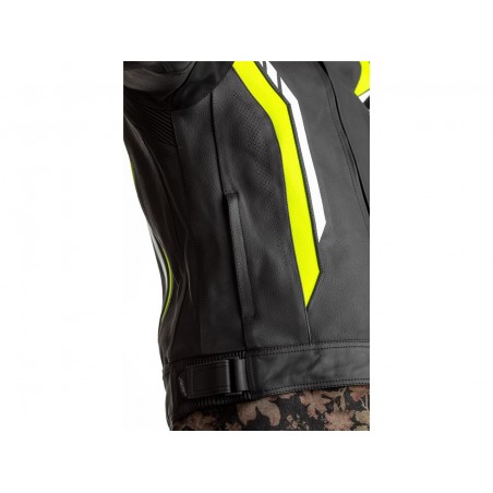 BLOUSON RST AXIS CUIR NOIR/JAUNE FLUO