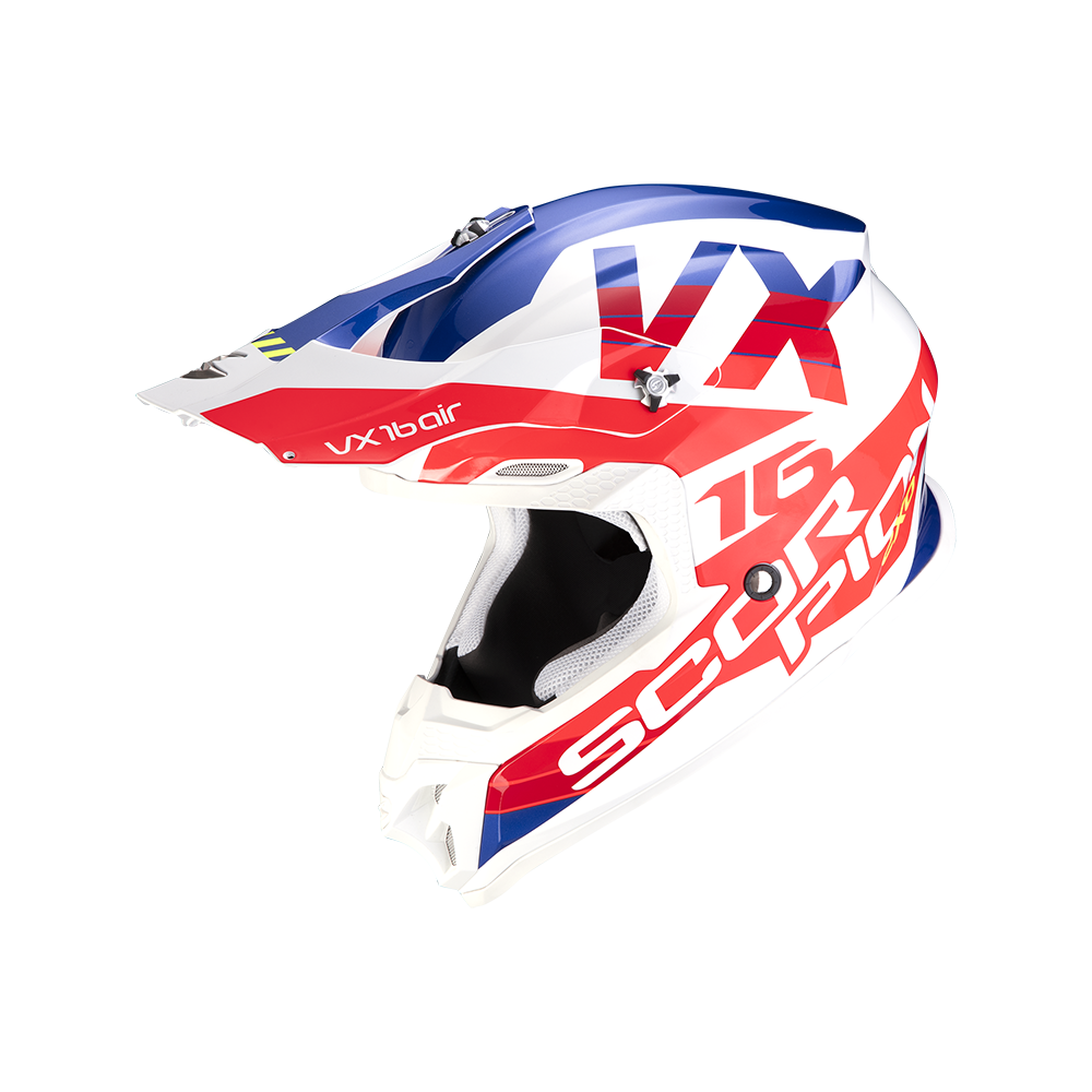 CASQUE SCORPION VX-16 AIR X-TURN BLANC/ROUGE CASQUE SCORPION VX-16 AIR X-TURN BLANC/ROUGE