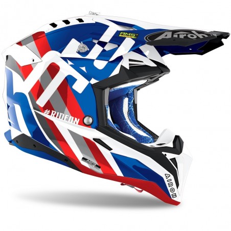 CASQUE AIROH AVIATOR 3 RAINBOW BLEU/ROUGE BRILLANT 