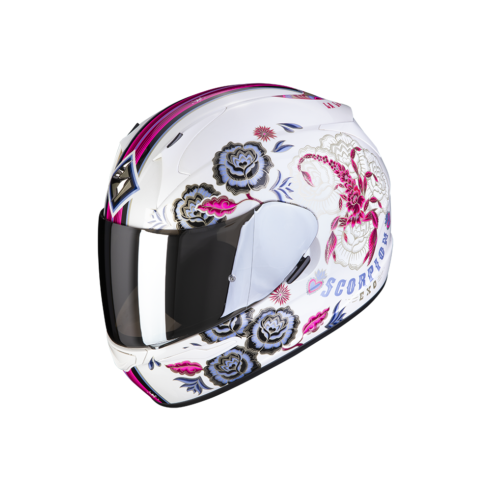 CASQUE SCORPION EXO-390 CHICA II BLANC-ROSE CASQUE SCORPION EXO-390 CHICA II BLANC-ROSE