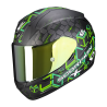 CASQUE SCORPION EXO-390 CUBE NOIR MAT-VERT CASQUE SCORPION EXO-390 CUBE NOIR MAT-VERT