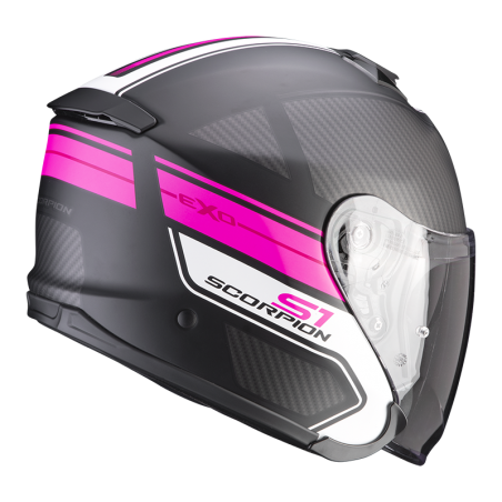 CASQUE SCORPION EXO-S1 CROSS-VILLE NOIR MAT-ROSE 