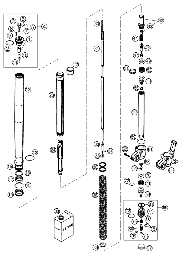 Kit Réparation de Fourche Complet avec Spy pour EXC520 (00-01)